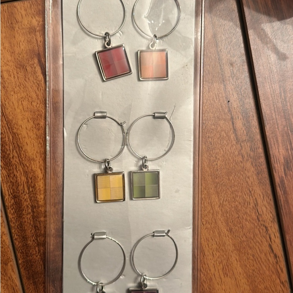 Colorful Square Wine Glass Charms